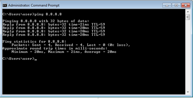 20 windows7 to ping 8.8.8.8 fortigate