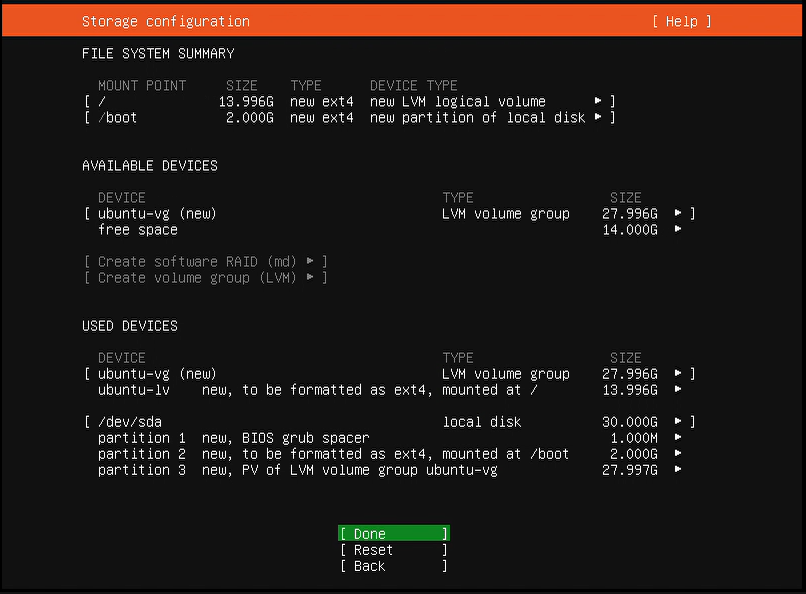 storage configuration ubuntu