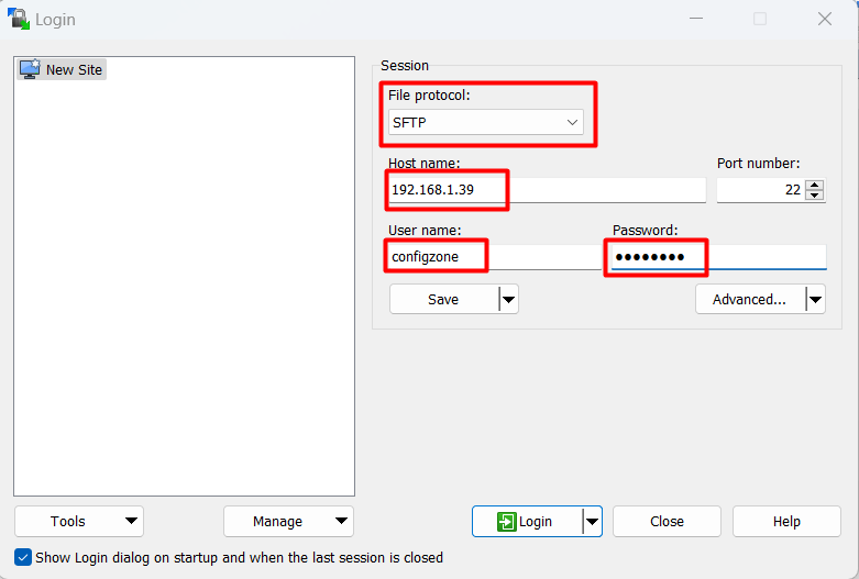 test sftp ftp server